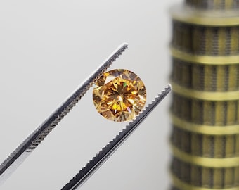 1.90ct Golden Moissanite 8mm Round Loose Faceted Gemstone