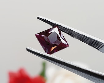 3.05ct Color-Change Russian Lab Created Alexandrite 8mm Square Princess Cut Loose Faceted Gemstone