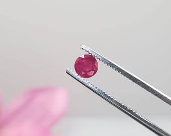 Natural .55ct Burma Ruby 4.25mm Round Loose Faceted Gemstone