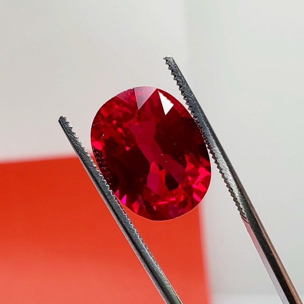 10.90ct Lab Created Ruby 13x10.5mm Oval Loose Faceted Gemstone