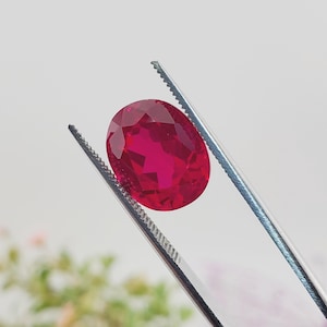 10.80ct Lab Created Ruby 13x10.5mm Oval Loose Faceted Gemstone