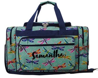 20-inch Dragonfly Duffle, personalized bag, dragonfly duffle, girls' duffle bag, gifts for her, travel bag, embroider duffle, sleep over bag