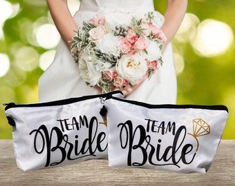Bridesmaid Makeup Gift Bag, Bridesmaids Cosmetic Pouch for Bridal Showers, Bridal Team Travel Bag, Bridesmaid Gifts Proposal Toiletry Bag