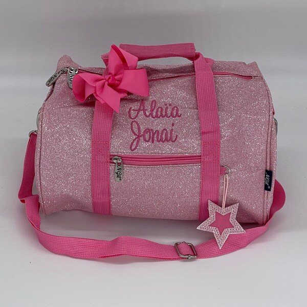 Dance, cheer, ballet pink mini bags, personalized duffle bag for girls, toddler bag, personalized gifts, duffle with straps, gifts for girls