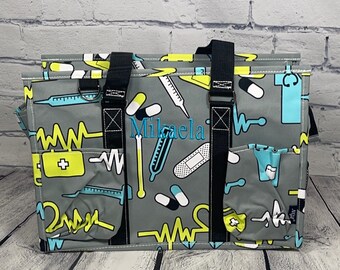 Personalized Nurse Totes, Caddy Bag, Nurse Cosmetic Bag, Travel Organizer, Nurse Gift, Personalized Nurse Bag, CNA, RN, LPN