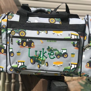Tractor duffle bag, personalize tractor duffle, farm duffle bag, boys tractor travel bag, western bag, gifts for boys, cute bag, overnight