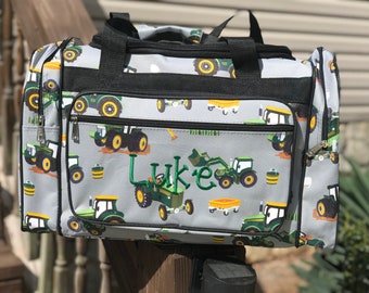 Tractor duffle bag, personalize tractor duffle, farm duffle bag, boys tractor travel bag, western bag, gifts for boys, cute bag, overnight