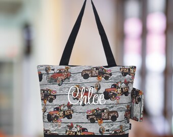 Farm Tote Bag, Tote Bag , Diaper Bag/ Over Shoulder Bag Boys bag, Weekender Bag/kids Gift/baby shower gift/ Teacher bag, personalized gift