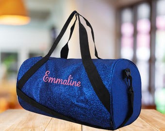 Glitter Dance Bag , Monogrammed Cheer Bag,  Blue Glitter Duffel,  Overnight Bag,  Gymnastics Gym Bag, Girls Bag, Overnight bag, Bridal Gifts