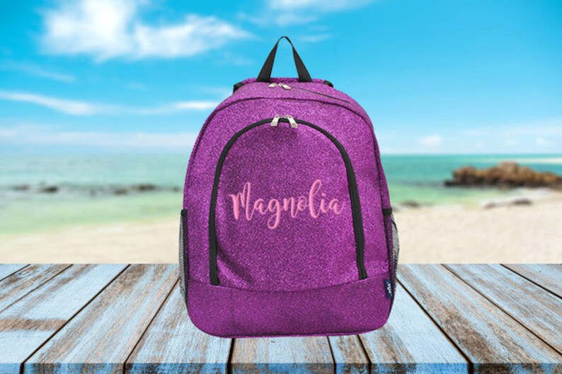 Personalized Embroidered GLITTER Backpack / Monogrammed Etsy
