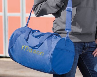 Personalized Duffle Bag Blue |  Dance Bag | Cheer Duffel Bag | Overnight Bag | Monogram Duffle Bag | Weekender Bag | Boys duffle bag, Gifts