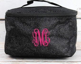 Personalized Glitter cosmetic bag | monogram makeup bag | gifts for her | Graduation | Bridesmaid Gift | Travel bag | Travel Bag | Dance bag