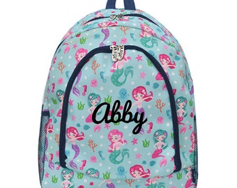 Mermaid Print Backpack/Bookbag, girls backpacks - Personalized Bookbag, Kids Monogrammed Backpack, boys backpack, school bags, gifts for her