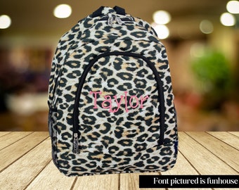 Personalized leopard Backpack, monogrammed Bag, girly Backpack, animal print backpack, Large bookbag, college backpack, girls backpacks,