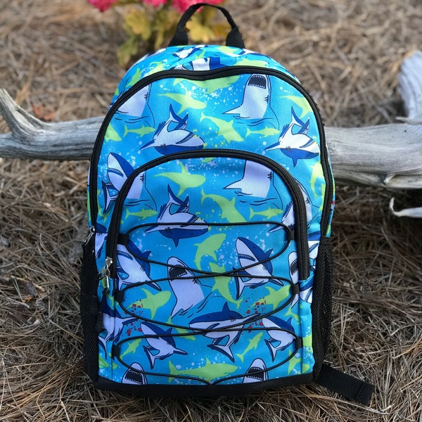 Personalized Embroidered Shark Backpack / Monogrammed boys or girls Backpack, Back to School, Boys Bookbag, smaller bookbag,