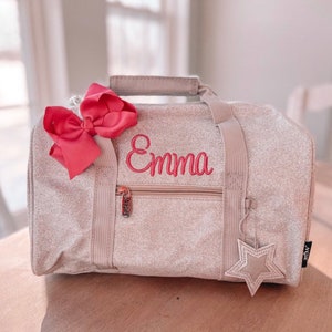 Dance bag, silver mini bag, personalized dance bags for girls, cheer, ballet, gymnastics bag, sports bag, duffle with strap, Gifts, Team Bag