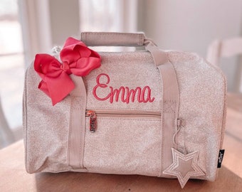 Dance bag, silver mini bag, personalized dance bags for girls, cheer, ballet, gymnastics bag, sports bag, duffle with strap, Gifts, Team Bag
