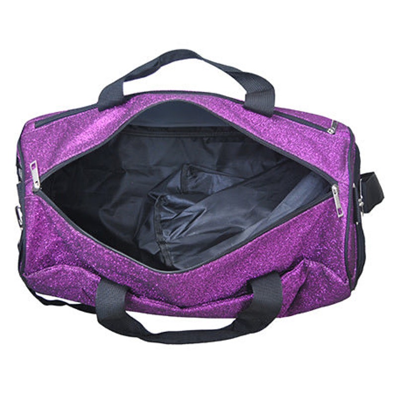 Purple Glitter 17 Personalized Bag with shoe compartment, Dance Bag, Cheer Bag, Gymnastics, School Bag, Overnight Bag, Girls Bag, gifts zdjęcie 6