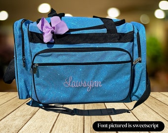 Purple Glitter 20 Personalized Duffle Bag With Monogram, Dance Bag ...