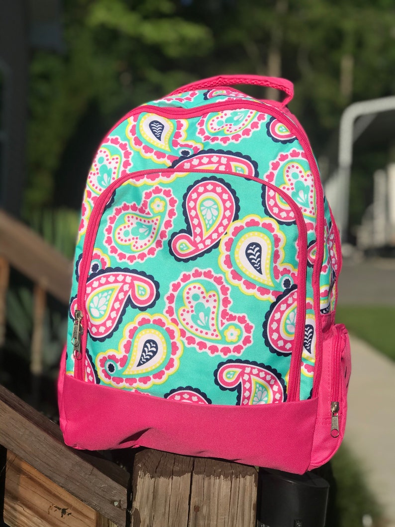 Girls Paisley Book Bag Personalized Backpack for Girls Etsy