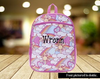 Rainbows and clouds personalized backpack - Book Bag - Kids Bag - Child Backpack - Back to School - School Bag -kids backpack bookbag