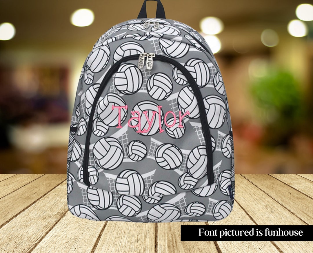 Personalized Volleyball Print Backpack, Volleyball Bookbag, School Bag