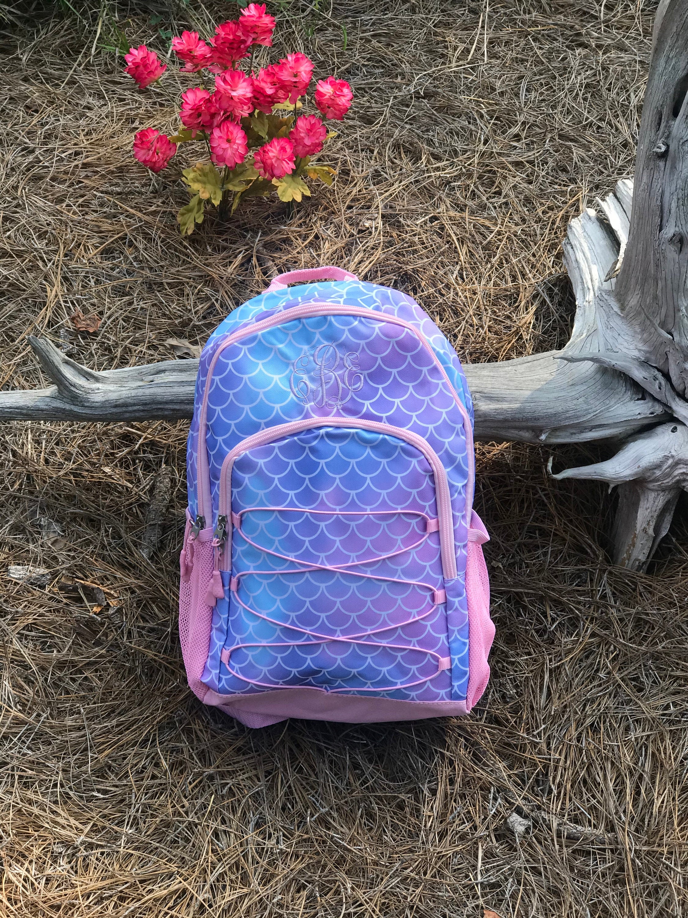 Personalized Embroidered Mermaid Backpack / Monogrammed pink Backpack…