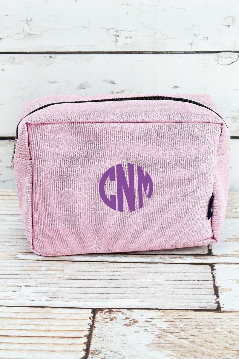 Pink Glitter Makeup Case Makeup Bag Cosmetic Travel Case Etsy