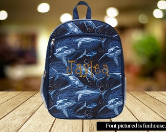 Personalized shark backpack, shark bookbag, kids backpack, boys backpack, girls backpack, gifts for kids, cute backpacks, gifts for boys