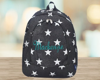 Personalized Embroidered GLITTER Backpack / Monogrammed Girl's Backpack, Back to School, Cheer Bag Backpack - black Cheer Bag, girls bookbag