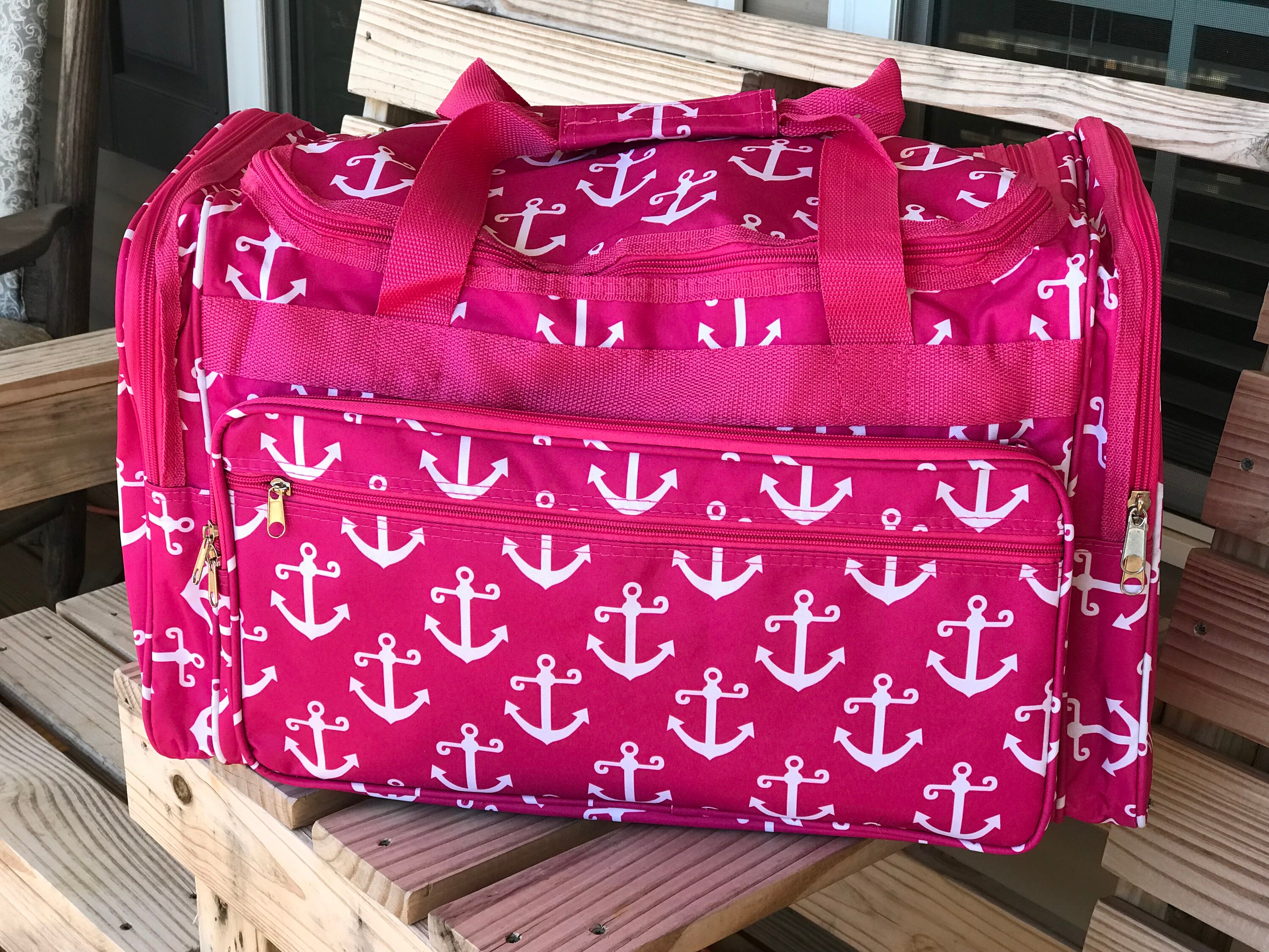 Anchor Pink 22 Personalized Duffle Bag With Monogram Etsy
