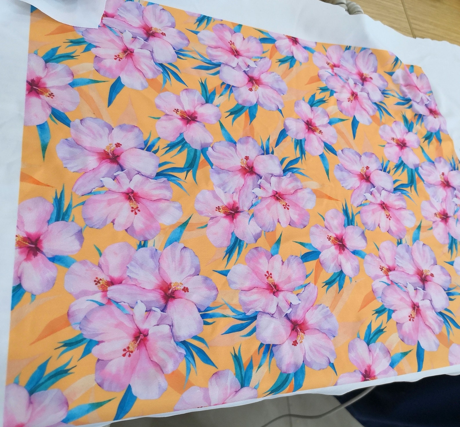 Recycled Swimwear Fabric 1/2 Yard Hibiscus Print Etsy