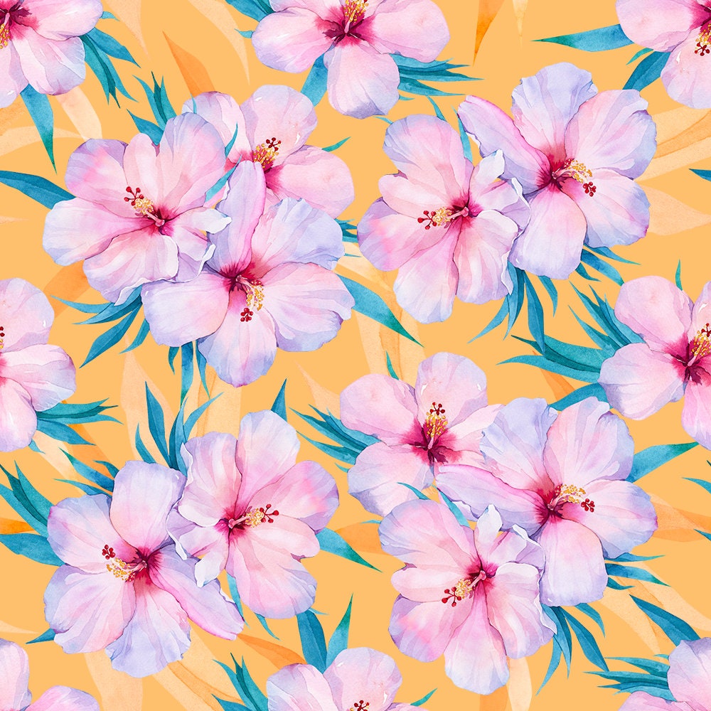 Recycled Swimwear Fabric 1/2 Yard | Hibiscus Print