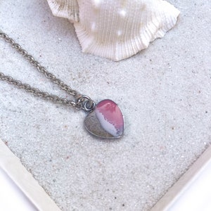 Pink Ocean Heart Resin Necklace, Dainty necklace, resin necklace, handmade necklace, heart necklace, handmade gift, gifts, gifts for her
