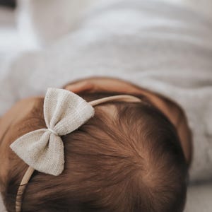 Handmade Linen Baby Hair Bow – Perfect for Little Princesses