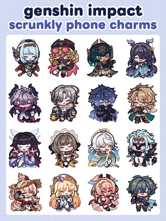 genshin impact scrunkly phone charms (version 5.8 - 6.5)