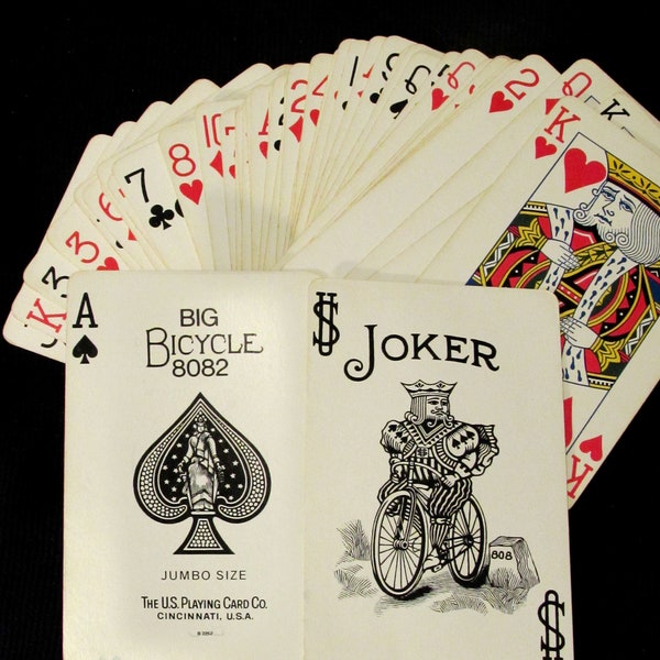 RARE Antique Big Bicycle Playing Cards Deck 8082, Rider Back, 1921, Jumbo Size, USA, No Barcode, UPC