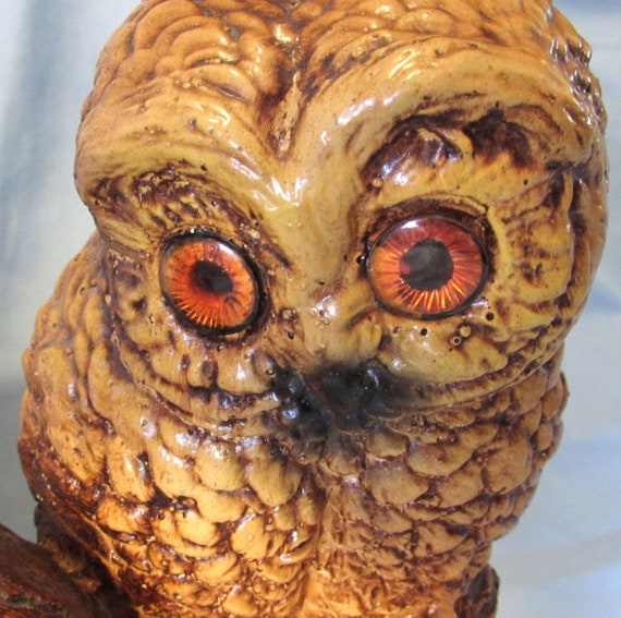 Large Vintage Double Owls Mantle Clock Electric Lanshire Chalkware