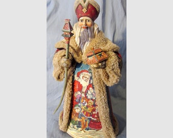Spectacular G DeBrekht Father Christmas 94006 Handmade Hand Painted Signed Cloth 18.75"