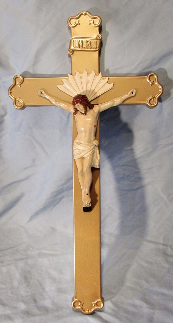 Spectacular Antique Metal Crucifix, 23