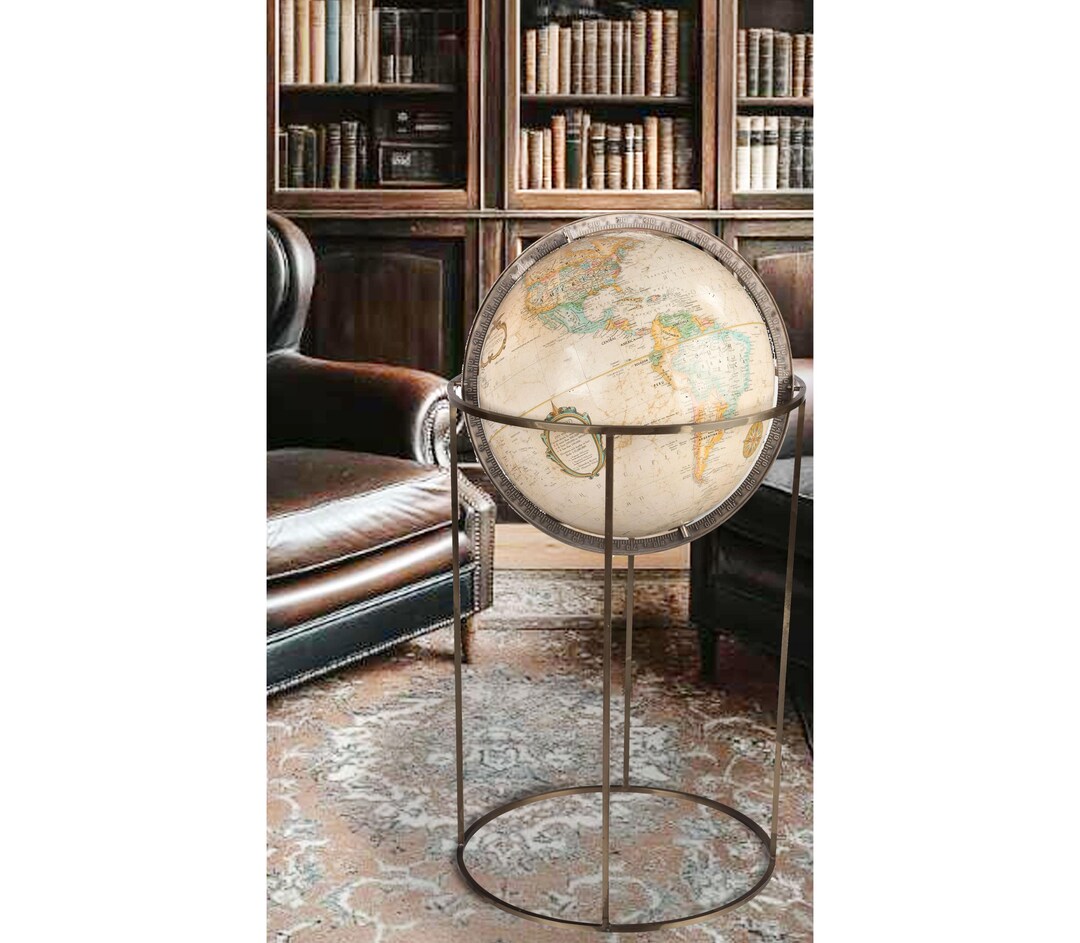 Vtg 12" MCM Replogle Floor World Globe Map Brass 35" Tall Paul Mccobb ...