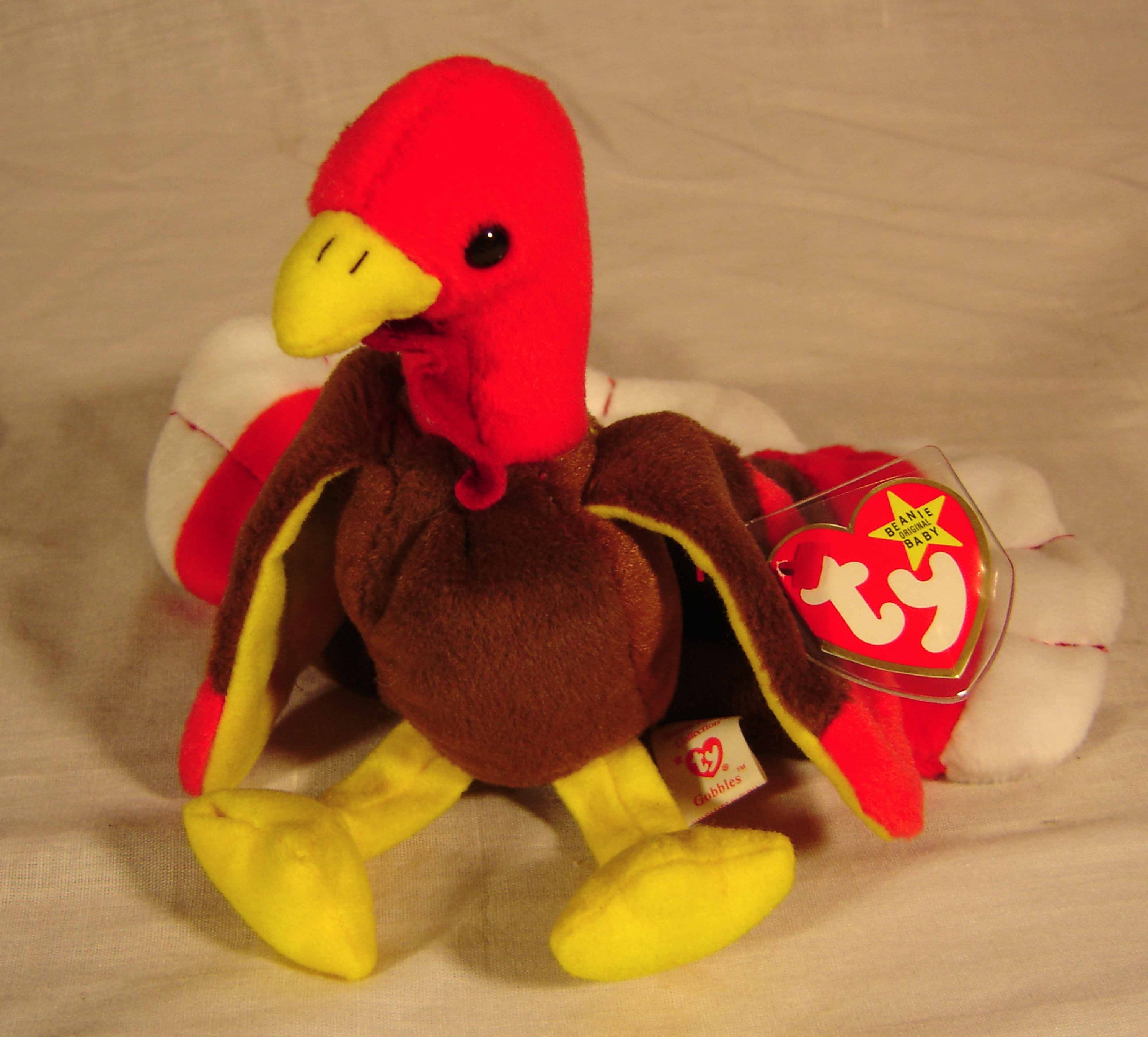 Rare TY Beanie Baby Gobbles Vintage 1996 Beak Misaligned