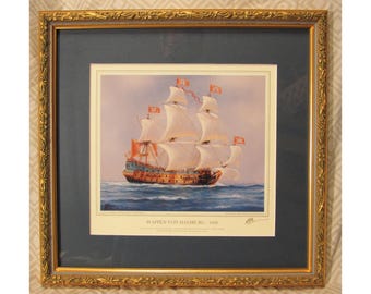 Wappen Von Hamburg 1668 Print Tim Thompson Framed Matted Signed 1993 Nautical