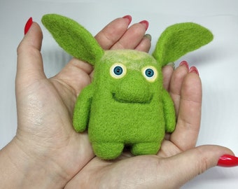 Needle Felt toy cute monster, Handmade Nursery Decor,Goblin Monster Plush,stuffed monster