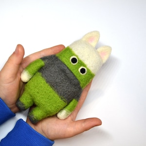 Needle Felt toy striped Monster, Handmade Nursery Decor,Goblin Monster Plush,stuffed monster