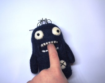 Needle Felt toy Monster, Handmade Nursery Decor,Goblin Monster Plush