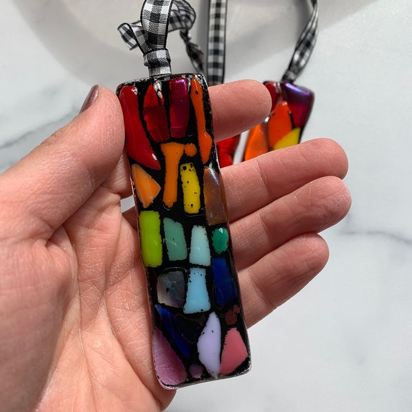 Rainbow Promise Reminder- Fused glass ornament sun catcher