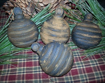 Primitive Rustic Blackened Christmas Wax Ornaments