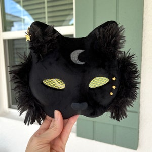 黒猫マスク 女の子用 十代 天体 月 星 猫マスク 子猫 アザーキン 動物 ハロウィン コスチューム コスプレ 毛皮