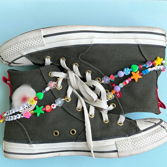 Personalized Shoe Charm Custom Shoe Chain Rainbow Beaded